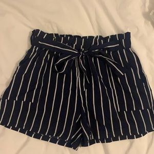 Striped paper bag shorts